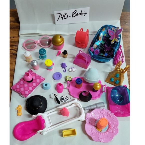 37 Barbie Doll Accessories Lot - Backpacks, Hats, Food, Furniture, More! - Picture 2 of 5
